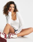 Asos Design Cardigan With Shirring Detail In White - Part Of A Set