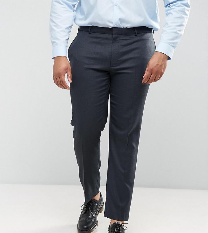 Asos Plus Wedding Skinny Suit Pants In Blue Micro Woven Texture - Blue