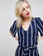 New Look Stripe Tie Front Two-piece - Navy
