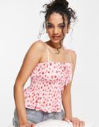 Topshop Shirred Shell Print Cami Top In Pink