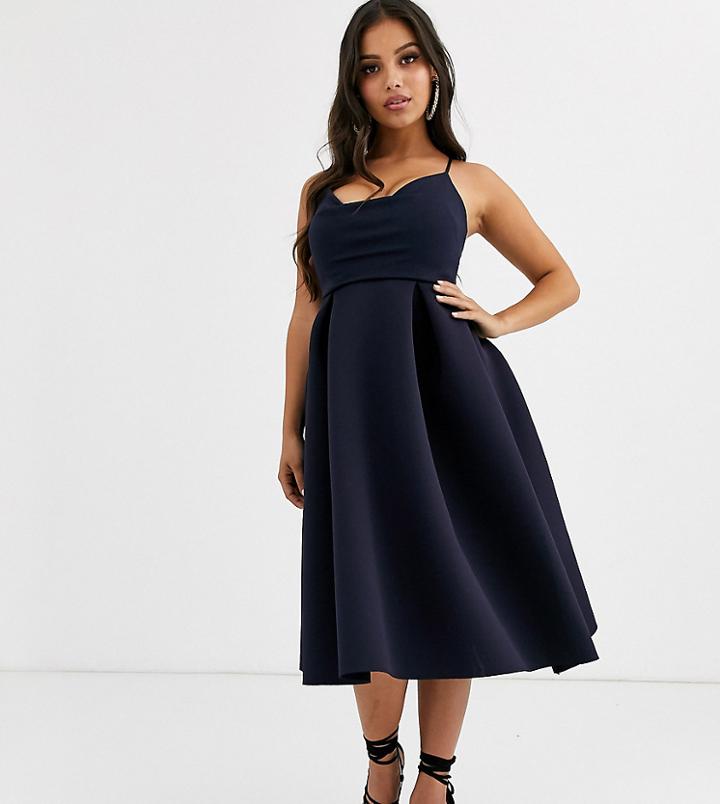 Asos Design Petite Cowl Neck Cami Midi Prom Dress