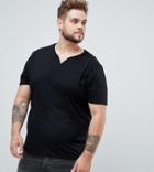 Asos Design Plus Relaxed Fit T-shirt With Raw Notch Neck In Black - Black