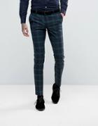 Noose & Monkey Super Skinny Suit Pants In Check - Green