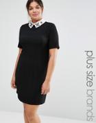 Lovedrobe Embellished Collar Shift Dress - Black
