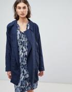 Ichi Double Breasted Trench - Navy