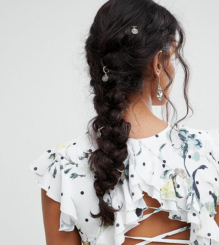 Asos Pack Of 6 Filigree Disc Hair Rings - Gold