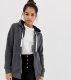 Asos Design Petite Zip Through Hoodie In Charcoal - Gray