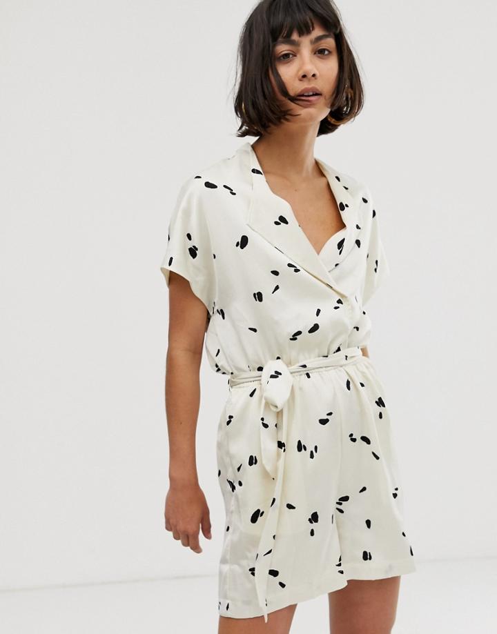 Selected Femme Printed Romper - Beige