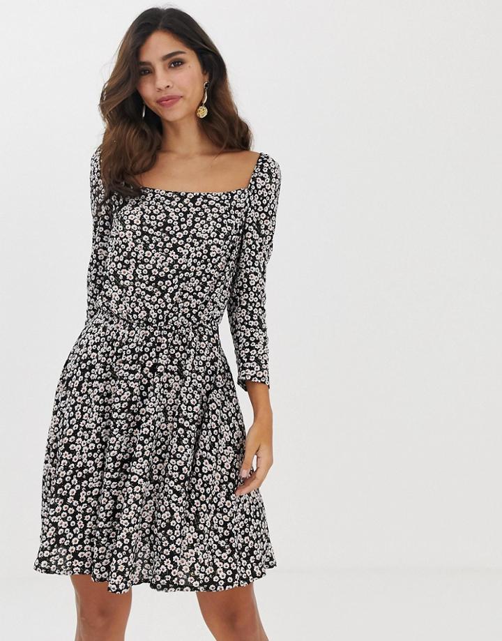 Vila Square Neck Ditsy Floral Dress - Multi