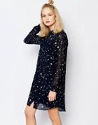 Samsoe & Samsoe Molly Shirt Dress In Sheer Ink Print - Blue Ink