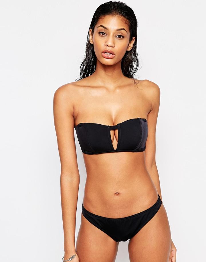 Asos Fuller Bust Exclusive Mix & Match Cut Out V Bandeau Bikini Top Dd-g - Black