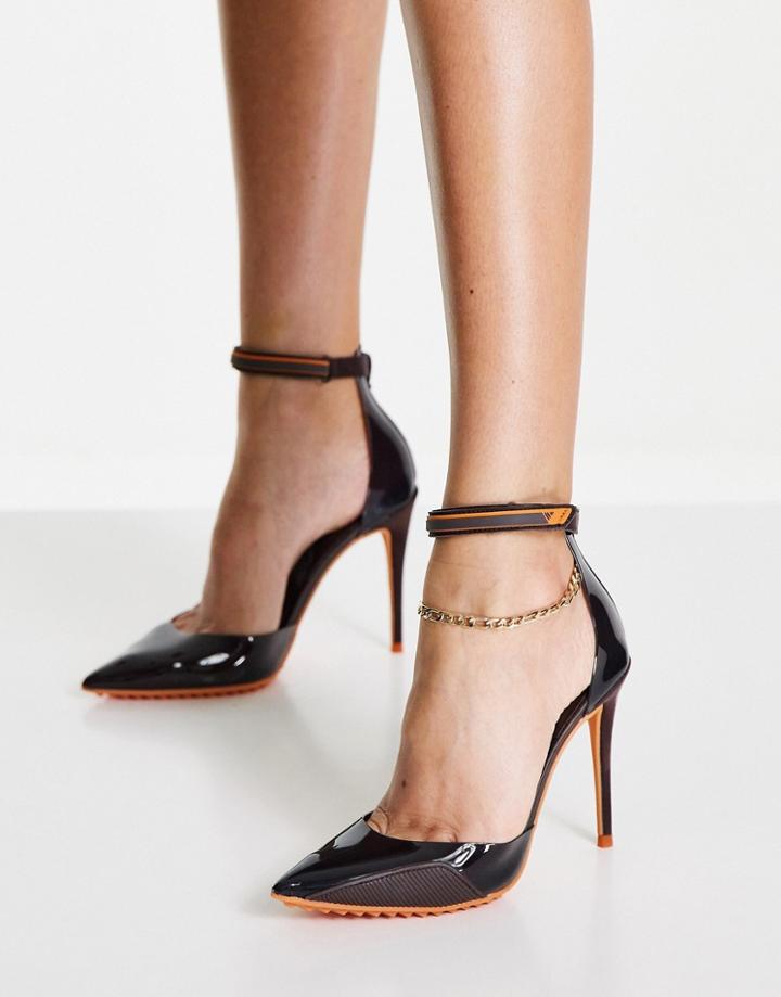 Aldo Invisi Perspex Heeled Shoes In Chocolate-brown