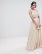 Asos Crop Top Maxi Dress With Pearl Embellishment - Pink