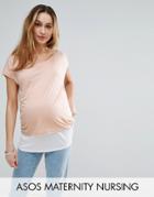 Asos Maternity Nursing T-shirt With Double Layer - Pink