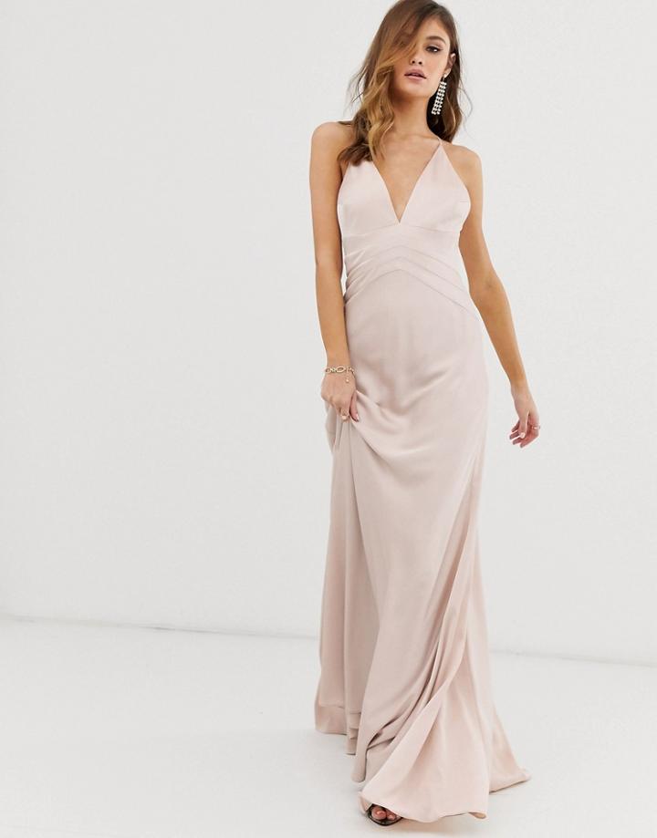 Asos Edition Satin Paneled Cami Maxi Dress-pink