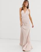 Asos Edition Satin Paneled Cami Maxi Dress-pink