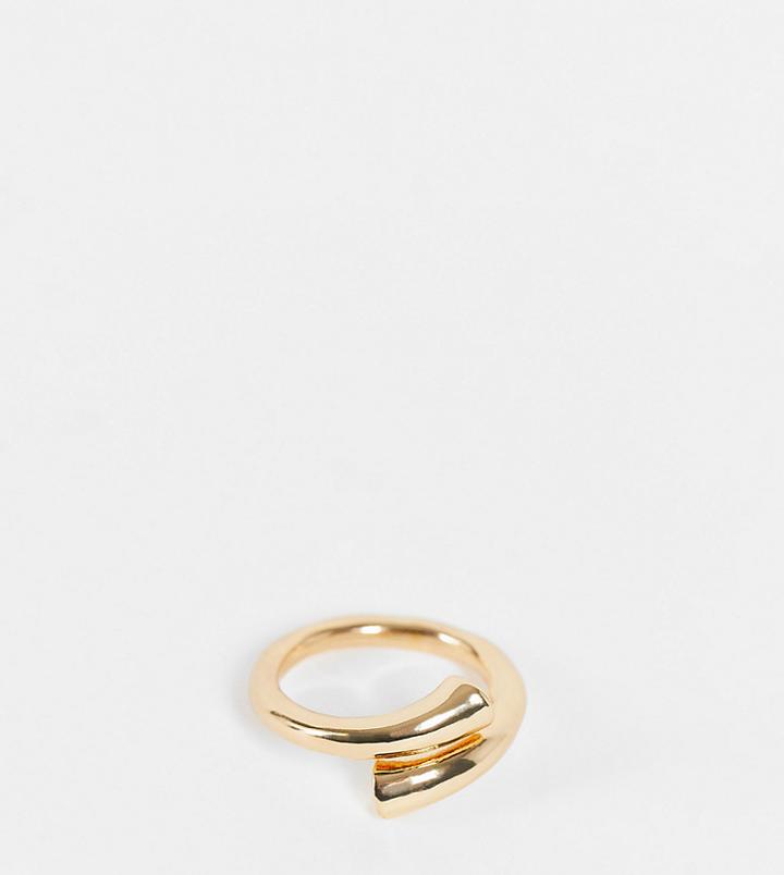 Designb London Curve Chunky Minimal Wrap Ring In Gold