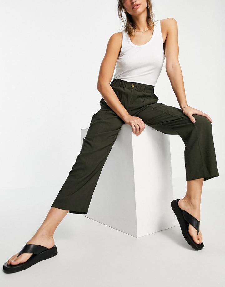 Whistles Easy Casual Pants In Khaki Set-green