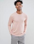 Asos Design Cotton Sweater In Pale Pink - Pink