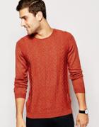 Asos Textured Sweater In Merino Wool Mix - Rust
