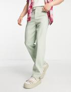 Mennace Tailored Straight Leg Pants In Sage Green