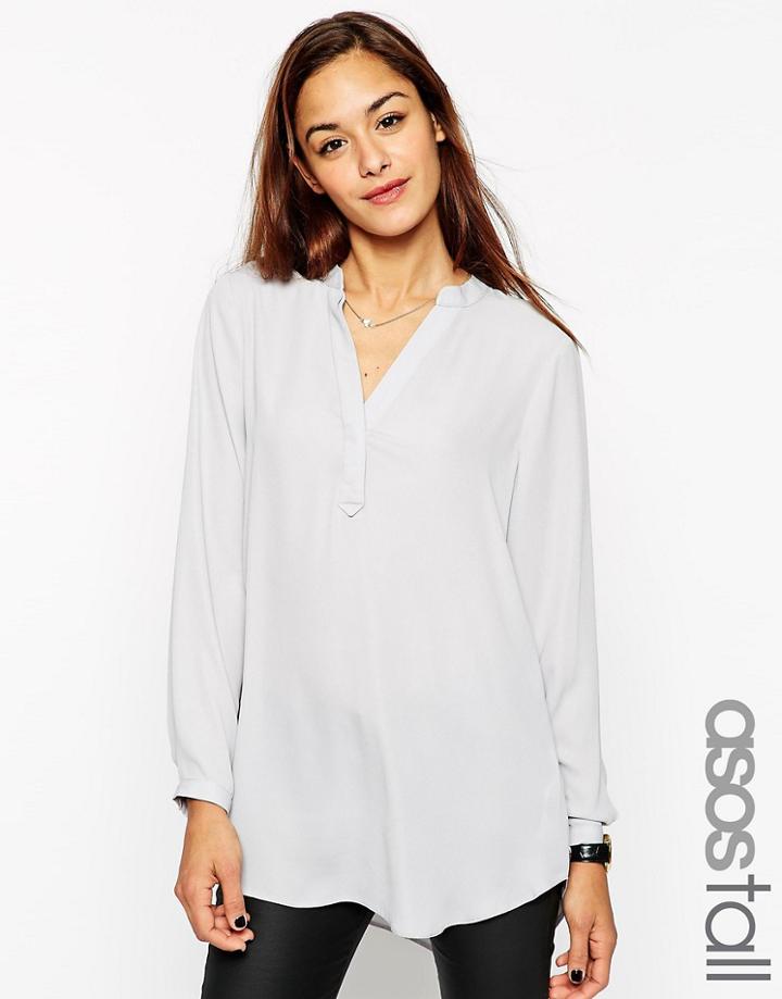 Asos Tall Collarless Soft Longline Tunic - Black $20.50