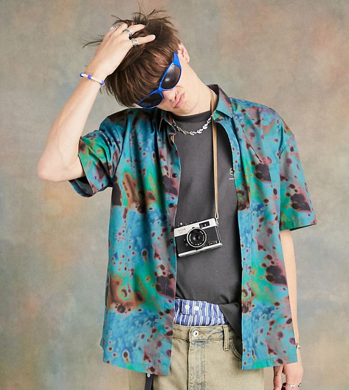 Collusion Unisex Oversized Shirt In Abstract Print-multi