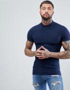 Asos Design Muscle Fit Jersey Polo In Navy - Navy
