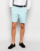 Asos Slim Short In Washed Cotton - Ice Blue