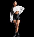 Asyou Pu Shorts With Ruched Detail In Black
