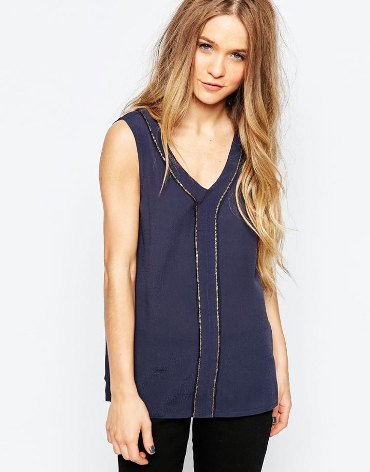 B.young Sleeveless Top With Embroidered Detail - Parisian Night