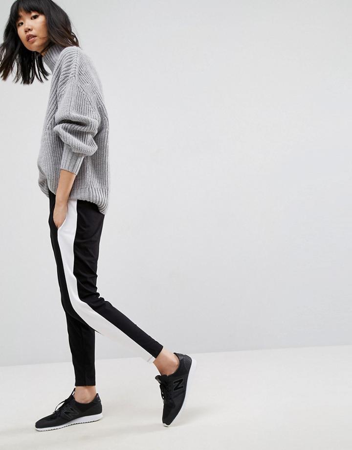 Asos Easy Peg Pant With Side Stripe - Black