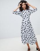 Asos Design Jacquard Maxi Dress In Animal Print - Multi