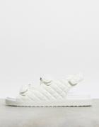 Asos Design Quilted Sandal With Back Strap In White