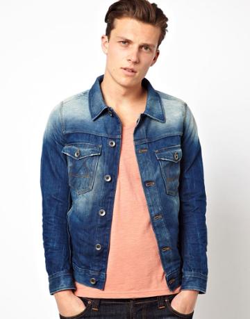 G Star Denim Jacket A-crotch Slim Mid Destroy Wash