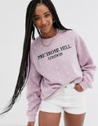 Daisy Street Relaxed Sweatshirt With Primrose Hill Embroidery In Star Print-purple