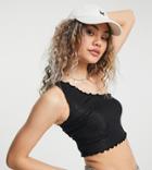 Collusion Lettuce Edge One Shoulder Top In Black