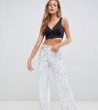 Missguided Sequin Wide Leg Pants In White - White