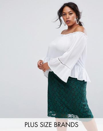Rage Plus Off Shoulder Chiffon Top - White