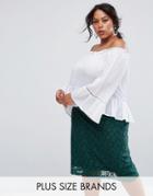 Rage Plus Off Shoulder Chiffon Top - White