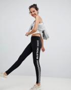 Hollister Logo Legging With Chequered Detail - Black