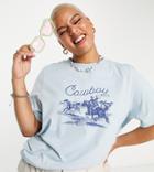 Daisy Street Plus T-shirt In Baby Blue With Retro Cowboy Graphic