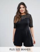 Pink Clove Romper With Sweetheart Mesh Insert - Black