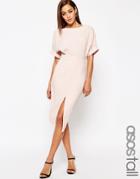 Asos Tall Wiggle Dress With Split Front - Blush