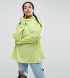 Asos Curve Sweatshirt With Roll Neck In Neon - Green