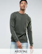 Asos Tall Sweatshirt In Khaki - Green
