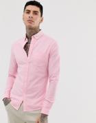 Asos Design Skinny Fit Oxford Shirt In Pink - Pink
