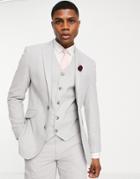 Asos Design Wedding Slim Suit Jacket In Ice Gray Micro Texture
