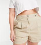 Asos Design Curve Chino Short In Stone-neutral