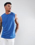 Asos Design Tank With Dropped Arm Hole In Blue - Blue